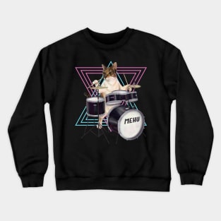 Cat playing the drums Crewneck Sweatshirt